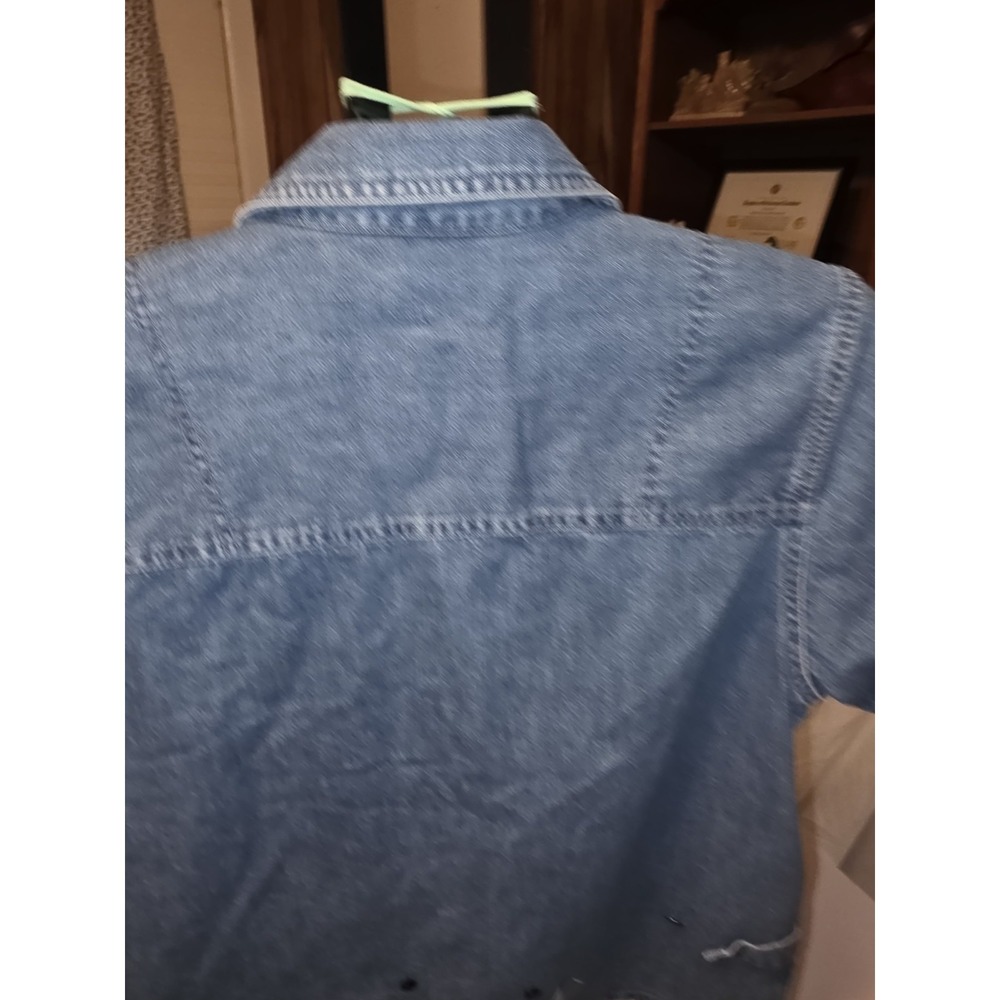 Christopher & Banks Size L Denim Jacket Shirt Sailing Theme. 23" PTP,  26" Long. - Picture 9 of 12
